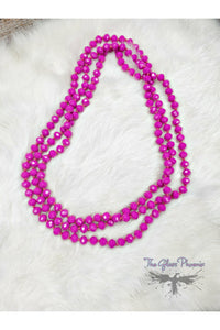 Crystal Beaded Necklace - Fuchsia