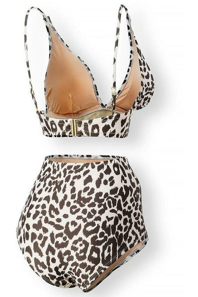 Leopard Deep Plunge Bikini Swimsuit