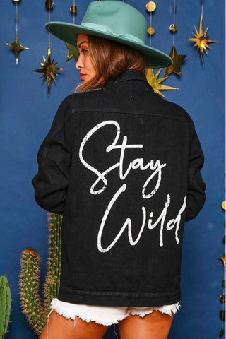 Stay Wild Twill Denim Jacket