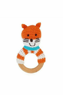 Fox Wooden Teether Ring Rattle