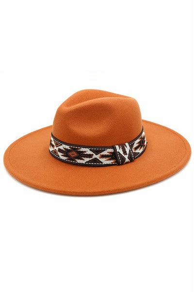 Tribal Band Panama Hat - Rust