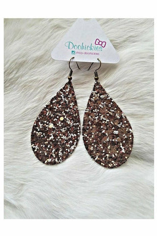 Dark Bronze Chunky Glitter Teardrop Earrings