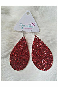 Red Chunky Glitter Teardrop Earrings