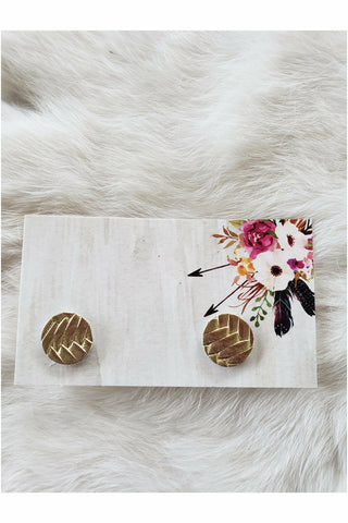 Metallic Gold Fishtail Braided Italian Leather Stud Earrings