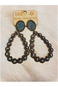 Pink Panache Bronze Oval and Teardrop Earrings with ST Stones