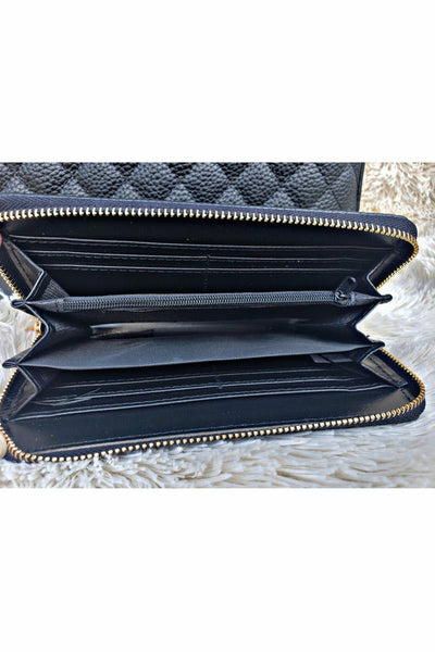 Boujie Bee Quilted Black Backpack/Wallet Set