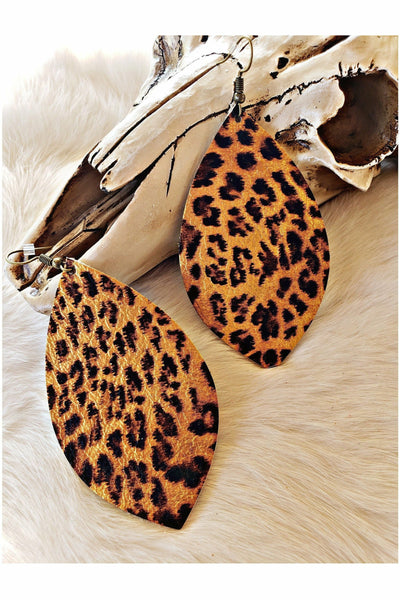 Metallic Leopard Leaf Earrings