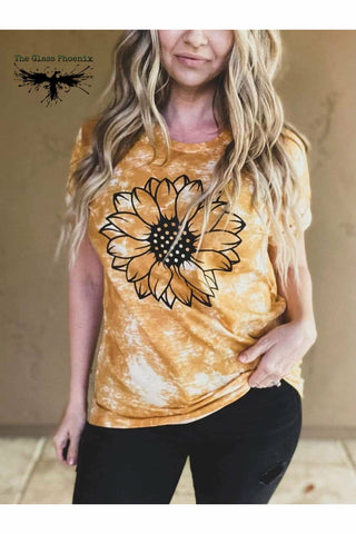 Mustard Tie Dye Sunflower Tee