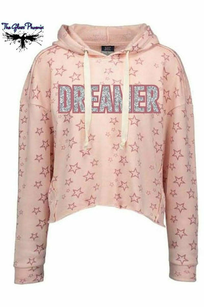 Pink Dreamer Star Cropped Hoodie