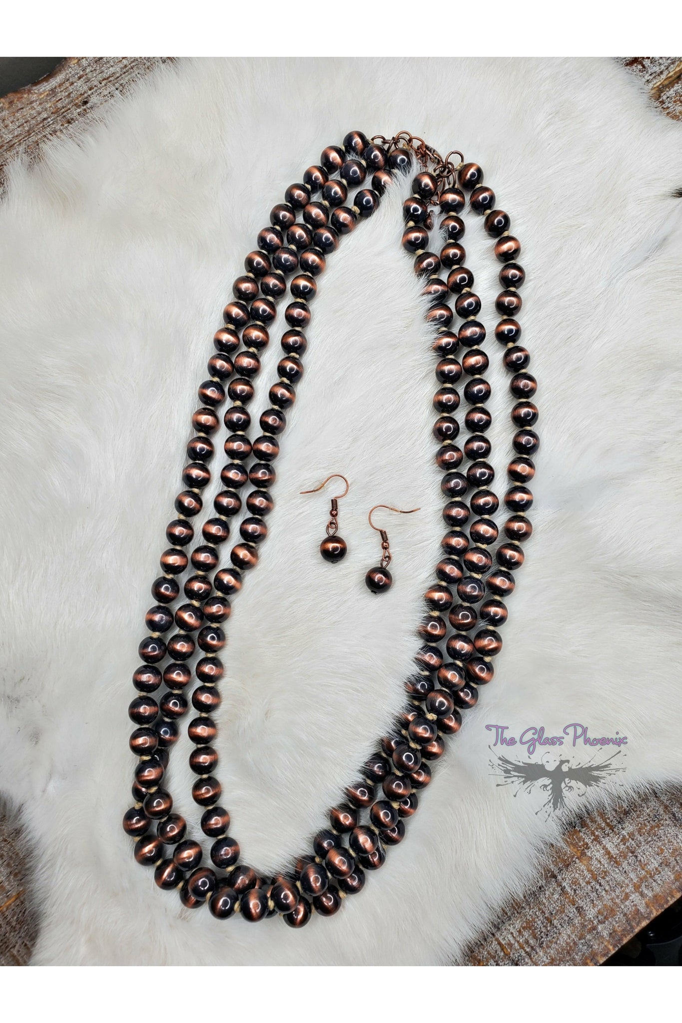 Layered Navajo Peral Necklace - Copper