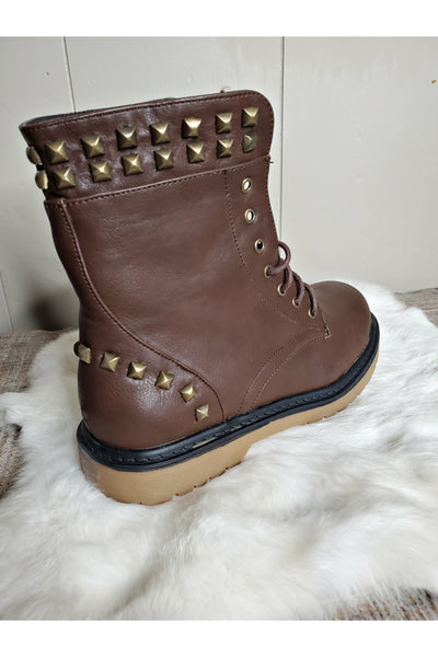 Brown Daily Studded Boots