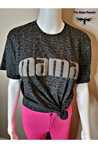 Black Leopard Mama Puff Tee