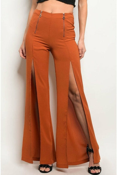 Earth Zippered Front Slit Pants