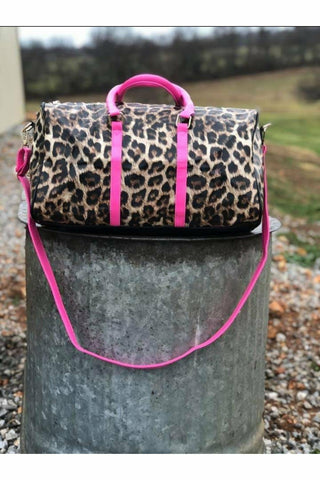 Leopard Duffle w/Pink Trim