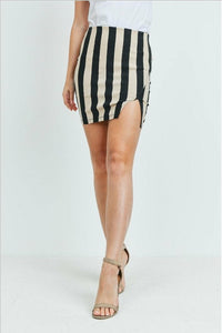 Taupe & Black Striped Skirt